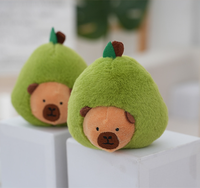 Porte-clés lumineux en peluche Kawaii de 9 cm, jouets en peluche doux, animaux marins, souris, fruits, avocat, capybara