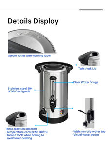 Heavybao Catering restoran ekipmanları 10 20L elektrikli ısıtıcı dağıtıcı sıcak kahve Percolator Mulled şarap su kazanı Urns - Product Image 3