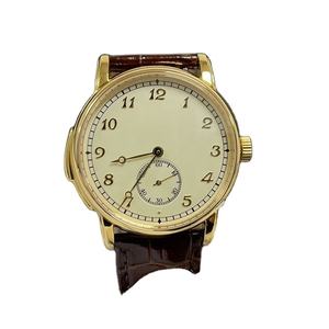 Reloj Mecánico Clásico de Vestir para Hombre, Estilo Vintage, Caja Redonda Dorada, Correa de Cuero de Cocodrilo Marrón, Segundero Pequeño, Elegante - Product Image 1