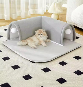 Cama para Perros y Gatos 2 en 1 de Espuma Viscoelástica al por Mayor con Túnel y Tapete para Dormir, Doble Abertura, Funda Extraíble y Lavable, para Uso en Verano - Product Image 1