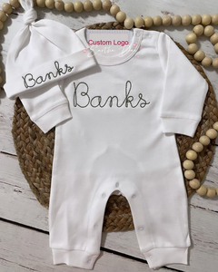 Bébé garçon Coming Home tenue 100% coton monogramme Footie Sleeper nouveau-né bébé vêtements garçon 0-3 mois - Product Image 4