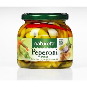 Natureta Chopped Brine-Packed <b>Sweet</b> Pimiento Peperoni Dolci Mason <b>Jar</b> Canned 480 g X 6 Pcs Vegetables - Product Image 1