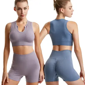 Sports underwear mulheres à prova de choque yoga beleza colete sem underwire anti-flacidez fitness sports bra set