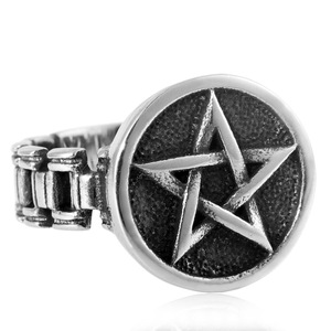 yunnique Men's <b>Titanium</b> Steel <b>Ring</b> Star Pattern Silver Geometric Design Fashion Jewelry Gift - Product Image 3