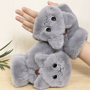 Fashion Cartoon Cute <strong>Fingerless</strong> <strong>Cover</strong> Hand Clamshell <strong>Mitten</strong> Pink Women Warm <strong>Gloves</strong> - Product Image 2