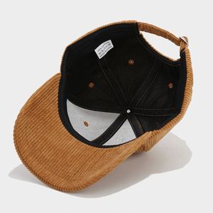 Gorra de béisbol de pana de 6 paneles con visera curva, estilo vintage deportivo formal, para deportes de invierno, con logotipo de letras bordado personalizado, para uso exterior - Product Image 5