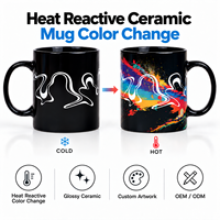 Mug en céramique à changement de couleur réactif à la chaleur, logo personnalisé, mug magique en céramique, révélation de la couleur avec de l'eau chaude
