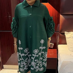 Vestidos de moda para mujer con volantes en las mangas, solapa, pedrería y pliegues de alta resistencia - Product Image 4