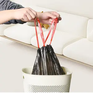 定制拉绳垃圾袋塑料垃圾袋，带扎绳，适用于厨房、浴室和卧室