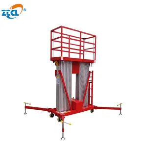 One Man Lift Tiang Tunggal 4-10m, Platform Pengangkat Mini Aluminium untuk Pekerjaan Udara