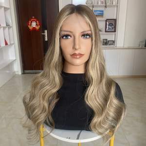 Pelucas Balayage en Oferta WCT5 #   Pelucas Judías Kosher de Cabello Humano Virgen con Nudos Pequeños Decolorados para Chicas Blancas - Product Image 2