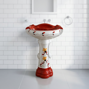 Factory Direct Supply Bathroom Sink Hand Pedestal <b>Round</b> Vanity Design Washing Hand Pedestal Washbasin - Product Image 5