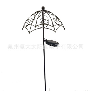 Solar Umbrella <b>Led</b> Metal Garden Stake <b>Light</b> With <b>Light</b> <b>Sensor</b> Outdoor Decor - Product Image 4