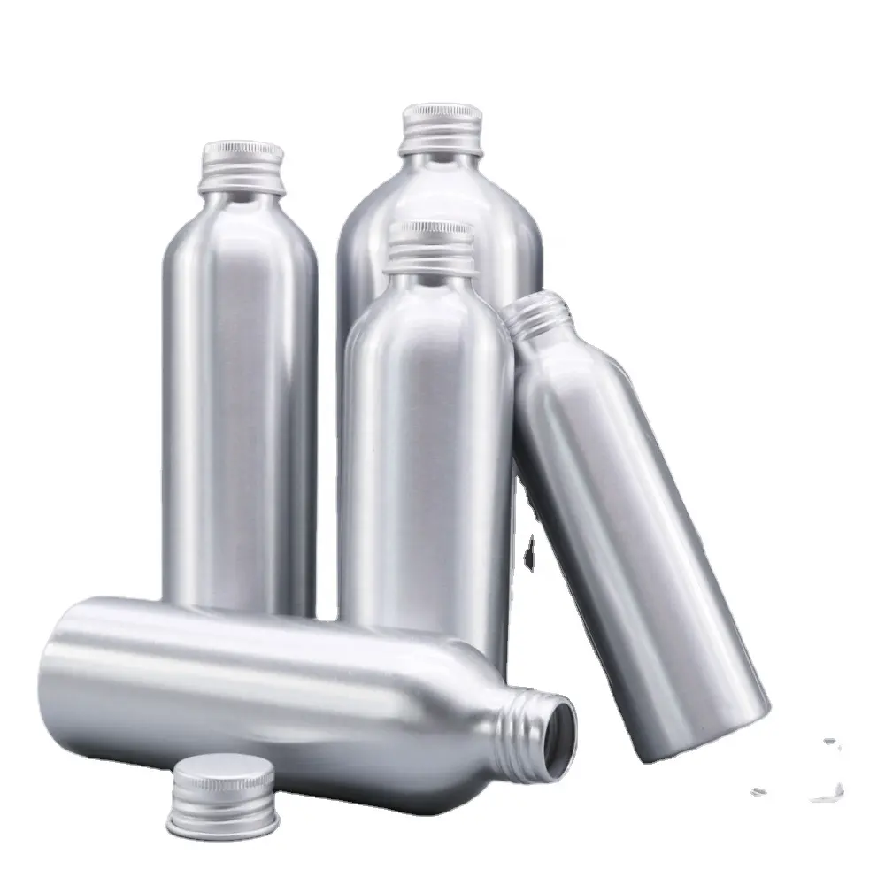 150ml 200ml 250ml 300ml 500ml bouteille en aluminium avec bouchon à vis en métal argenté