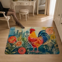 Tapis d'intérieur moderne en polyester imprimé animal, motif oiseaux d'hiver et branches de pin, vert crème, en faux velours, fabriqué à la machine, pour la décoration de la maison