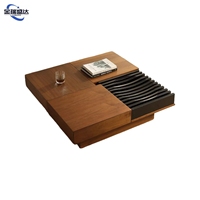 Table basse de style vintage en bois de noyer, design nordique moderne, pour le salon, utilisation domestique, forme carrée, Jinruishengda
