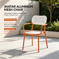 Chaise de salle à manger d'extérieur en aluminium, dossier en métal perforé, fauteuil de patio en aluminium thermolaqué pour jardin, balcon, café