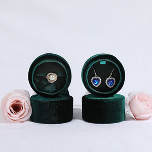 Round Velvet <b>Jewelry</b> <b>Box</b> Round Ring Pedant <b>Box</b> Fashionable <b>Jewelry</b> <b>Gift</b> <b>Box</b> With Ribbon - Product Image 3