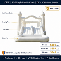 Château gonflable mini blanc en gros pour mariage, fête d'enfants en extérieur, jeu pour 3 personnes