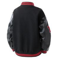 Fabricant de vestes universitaires brodées avec des lettres et des numéros, taille plus, rouge et noir, OEM, veste de baseball de haute qualité pour hommes