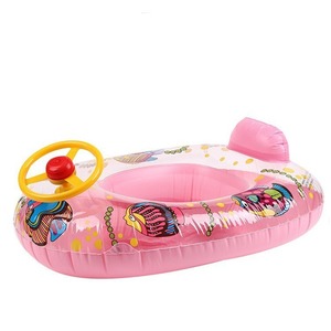 Bote inflable para niños con volante y bocina, 80x65 cm, diseño de dibujos animados, anillo de natación, juguete acuático - Product Image 3