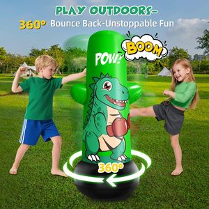 Sac de frappe gonflable dinosaure pour enfants, jouet de frappe gonflable de 47 pouces de hauteur, jouet dinosaure gonflable avec action de rebond pour enfants - Product Image 4
