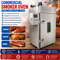 Nouveau Four de Fumage Commercial à Vapeur et Chauffage Électrique pour Viande, Contrôle PLC, Acier Inoxydable 304, Équipement de Traitement Alimentaire par Lots de 100 kg