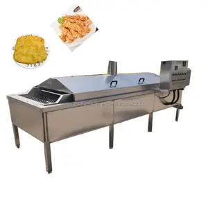 Oil and water separation steak french fries frying machine conveyor belt automatic continuous fryer vegetable meat fryer