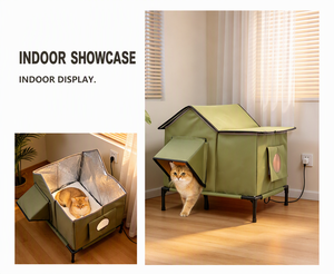 Casa para Mascotas Impermeable con Calefacción, Cama para Gatos de Interior y Exterior, Caseta Cerrada para Animales Pequeños, Uso en Invierno - Product Image 2