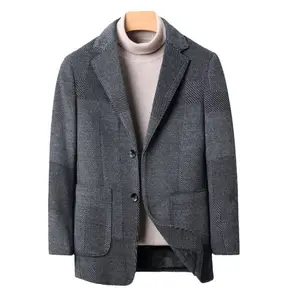 Blazer xadrez para meninos, casaco casual de caxemira slim fit para homens, roupa de escritório, preço baixo, aquecimento