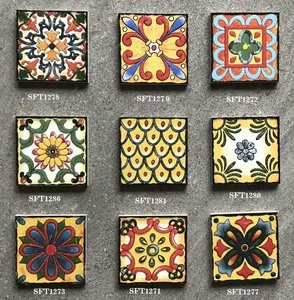 摩洛哥风格装饰陶瓷花卉图案小100x100mm毫米釉面砖外墙瓷砖乡村瓷砖现代