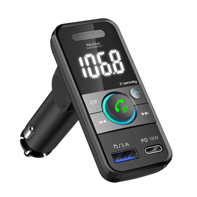 FM Transmitter for Car, QC3.0 & USB-C PD 18W Wireless Radio Adapter Music Player/Car Kit with Bass Boost