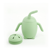 Gobelet à bec pour bébé avec design pingouin, gobelet à boire pour tout-petits, gobelet à paille pour lait et eau avec compartiment à collation