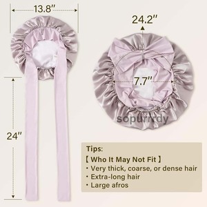Bonnet de Douche en Ruban de Soie Personnalisé avec Logo, Bande Luxueuse Double Couche pour Cheveux Bouclés, Bonnet de Nuit Réglable pour Femmes aux Cheveux Naturels - Product Image 3