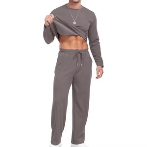 Ensemble de survêtement décontracté en tricot épais respirant à col rond pour l'automne, facile à porter, impression personnalisée de haute qualité, 100 % coton - Product Image 3