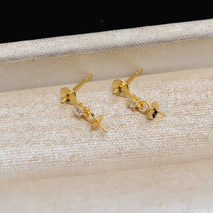 Pendientes de Plata S925 Hechos a Mano Wenchi, Forma de C, Accesorios de Joyería DIY Simples, Soporte Hueco para Perlas de 8-12 mm, Pendientes Modernos - Product Image 4