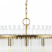 Suspension en laiton Jingshi avec tiges de verre verticales, éclairage superposé pour salon ou espace ouvert