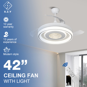 Đương đại phòng ăn nhà hàng vô hình Led điều khiển từ xa đồng động cơ quạt trần với ánh sáng - Product Image 1