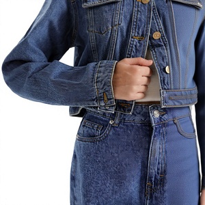 ELYSIAN INDUSTRIES Denim <b>Jacket</b> <b>Women</b> Blue 100% Cotton Casual Regular Fit Button <b>Fly</b> Stonewashed Autumn Style HIGH STREET - Product Image 4