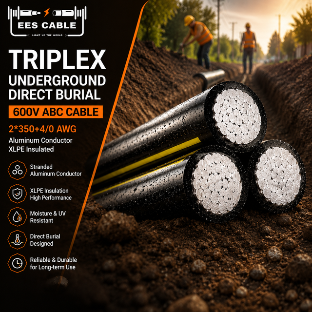 Triplex Aluminum Conductor Cable 350MCM AL 600V URD 3 Core XLPE Insulated Low Voltage ASTM B230/B231 Photovoltaic Power