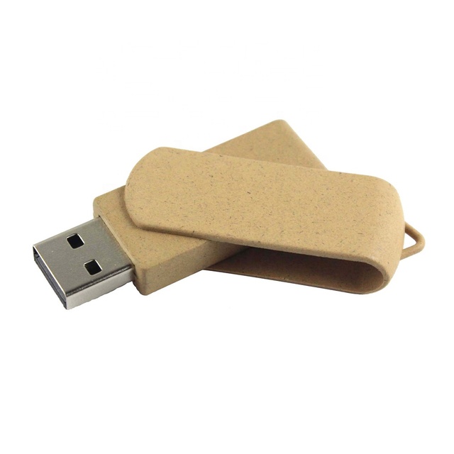 Eco Friendly Promotion Wooden USB wheat straw case shell Swivel USB Memory stick