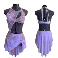 Costume de danse lyrique pour femme, jupe de pole dance, tenue de scène pour filles, couleur violette pour spectacle sur scène