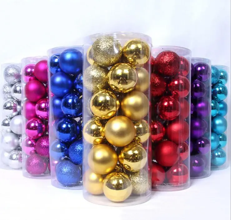 Bolas de plástico para decoración de árboles navideños, paquete de Bolas de plástico para regalo de vacaciones, 3cm, 4cm, 5cm, 6cm, 7cm, 8cm, 10cm