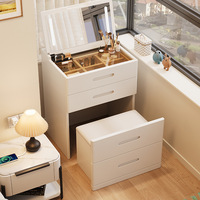Table de toilette moderne en acier inoxydable et bois massif, table de maquillage pour salon, mini table de chevet relevable pour appartement, armoire de rangement