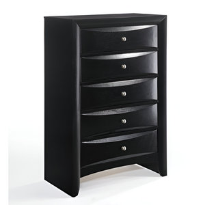 HMS 32 "ลิ้นชักห้าลิ้นชักลิ้นชักไม้แข็งสีดำพร้อมลิ้นชักเก็บของโลหะพลาสติกสำหรับสำนักงานห้องนั่งเล่นที่เก็บเสื้อผ้า - Product Image 3