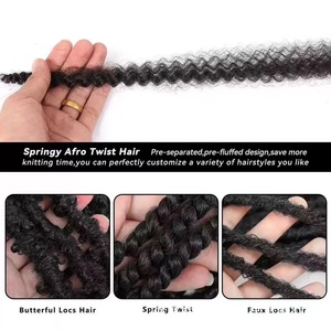 Extensions de tresses synthétiques pré-séparées Marley Twist <span class=keywords><strong>Meche</strong></span> 3X, style <span class=keywords><strong>Afro</strong></span> <span class=keywords><strong>Kinky</strong></span>, pour tresses Spring Twist et Cuban Twist - Product Image 5