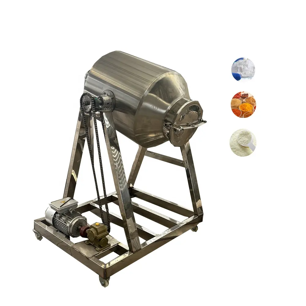 Piccola macchina per la miscelazione di alimenti/prodotti chimici/alimenti per la miscelazione di spezie miscelatore di spezie 3d rotante tamburo mixer 100/50kg proteine latte in polvere mixer