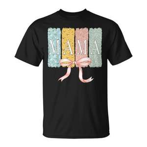 Camiseta para mamá con diseño floral y lazo rosa para regalo del Día de la Madre - Product Image 1