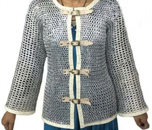 Camisa Medieval de Manga Completa para Mujer, Traje de Armadura de Aluminio Plateado, Recreación SCA, Cosplay - Product Image 1