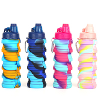 Bouteille d'Eau Pliable en Silicone de Qualité Alimentaire, Tasse Télescopique Multicolore, Gourde Rétractable pour Fitness, Voyage, Sports et Activités de Plein Air